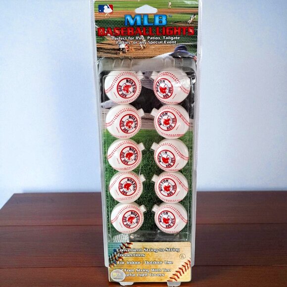 Boston Red Sox BASEBALL MLB INDOOR OUTDOOR String LIGHTS NIB Patio, Tailgate - Picture 1 of 13